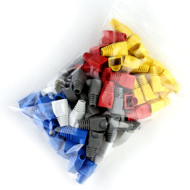 uxcell 100 Pcs Soft Plastic Ethernet RJ45 Cable Connector Boots Cover