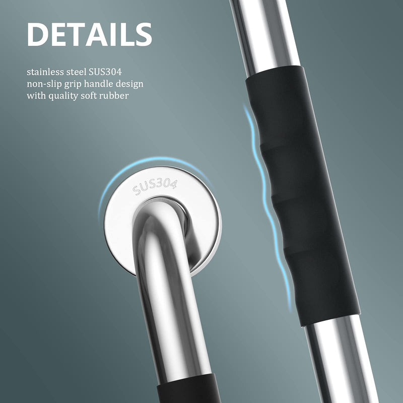 16 Inch Shower Grab Bar w/ Anti Slip Rubber Grip, ZUEXT SUS304 Stainless Steel Bath Grab Bar,Bathroom Balance Bar,Wall Mount Safety Handrail Support,Handicap Injury Elderly Senior Assist Handle 16 Inch Black