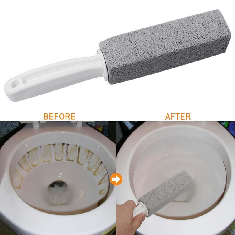 Pumice Cleaning Stone with Handle, Toilet Bowl Ring Remover Cleaner Brush Stains and Hard Water Ring Remover Rust Grill Griddle Cleaner for Kitchen/ Bath/ Pool/Household Cleaning 4 Pack