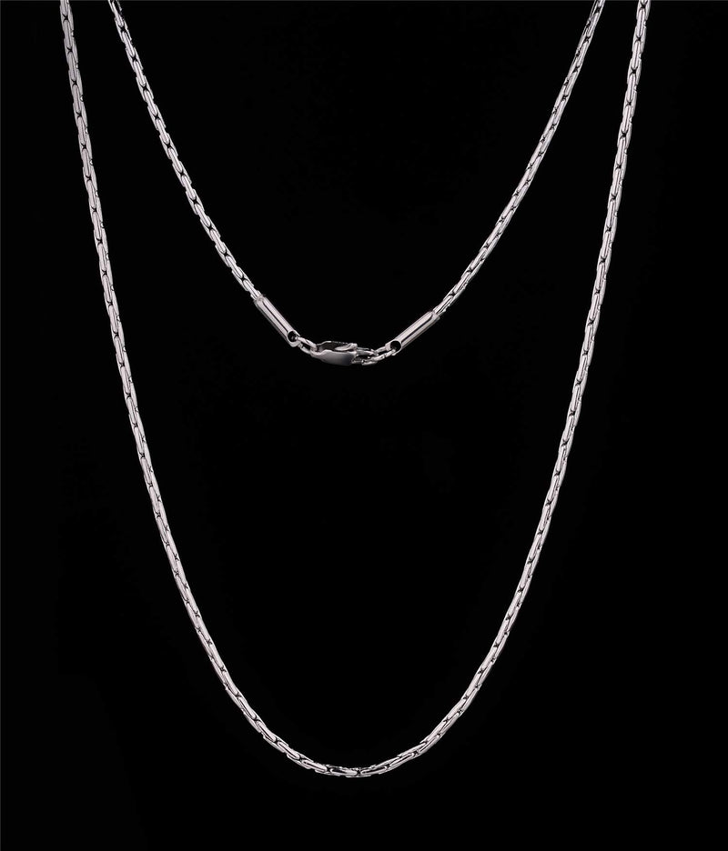 Trusuper Style Titanium Stainless Steel Mens Womens Italy Final Fantasy Chain Necklaces 2mm Unisex 18.0 Inches
