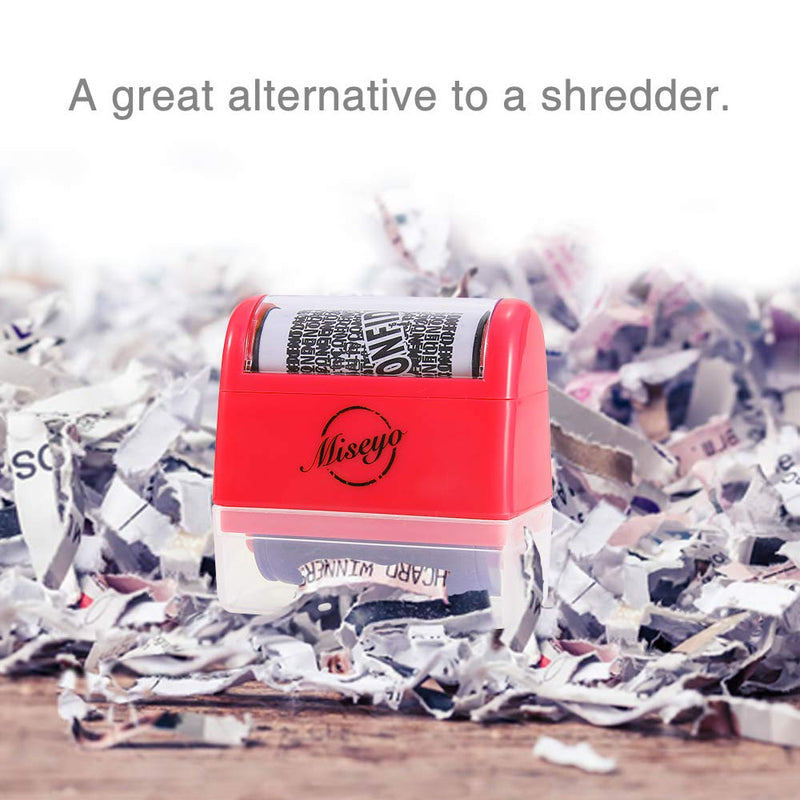 Miseyo Wide Identity Theft Protection Roller Stamp Set - Peach (3 Refill Ink Included)