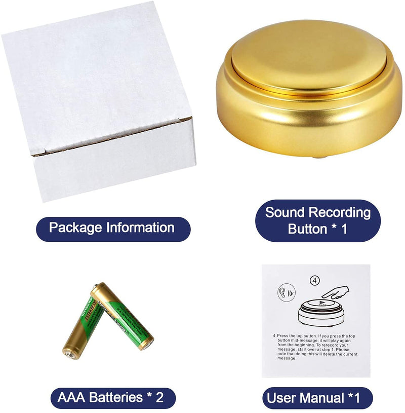 Recordable Buttons- 30 Second Gold Custom Easy Button,Record Sound Button for Gift Education Office Home, Talking Buttons for Dogs(Gold)