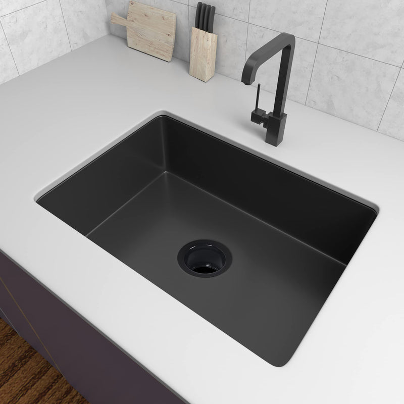 LQS Extended Sink Flange, Deep Garbage Disposal Sink Flange for Kitchen Sink, Fit for 3-1/2 Inch Standard Sink Drain Hole, Black Deep Sink Flange