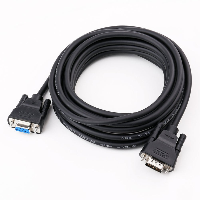 DTECH DB9 RS232 Serial Cable Male to Female Null Modem Cord Full Handshaking 7 Wire Crossover for Data Communication (15 Feet, Black) 15ft