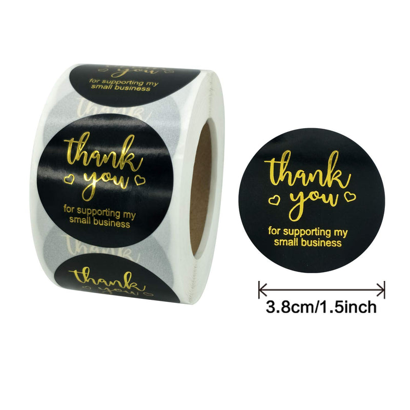 Thank You Stickers Labels,Thank You for Supporting My Small Business Stickers for Envelopes, Bubble Mailers and Gift Bags Packaging,1.5 Inch，500 Pieces Each Roll … (Gold) Gold