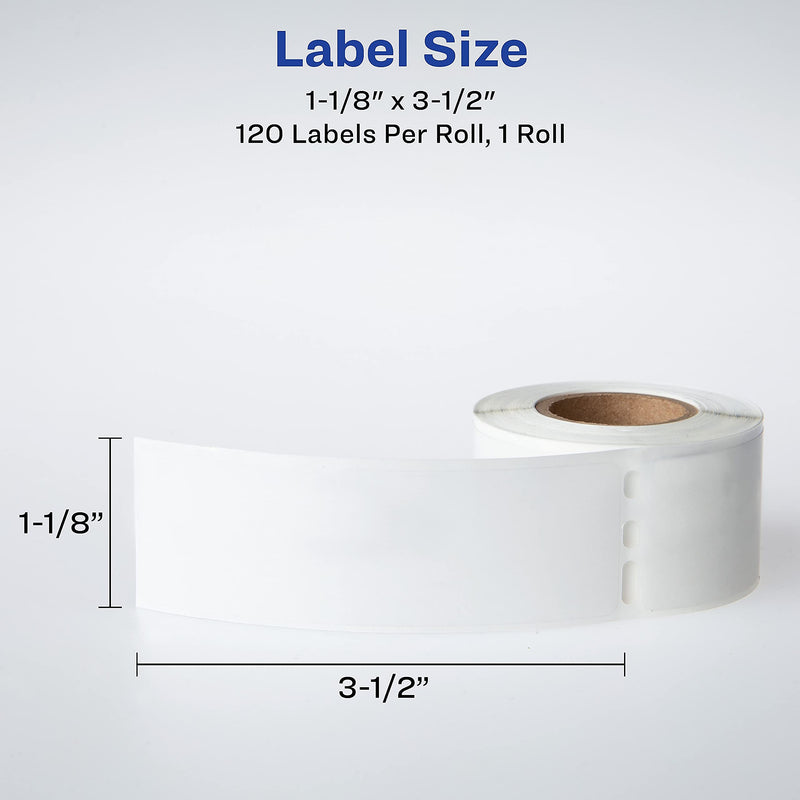 Avery Labels for Dymo Label Printers, Same Size as Dymo 30252, Glossy Clear, 1-1/8'' x 3-1/2'', Roll of 120 Labels (4151)