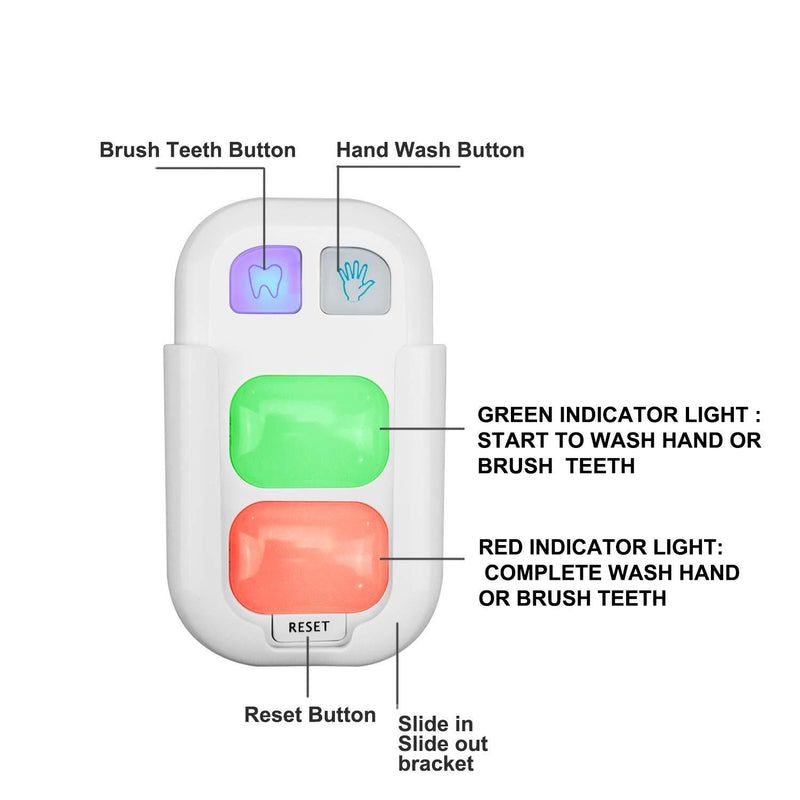 HONWELL Timer for Kids Battery Powered Tooth Brush Timer and Bathroom Hand Washing Timer with LED Color Light Great Gift for Children and Teens Training Coach (2 Pack)