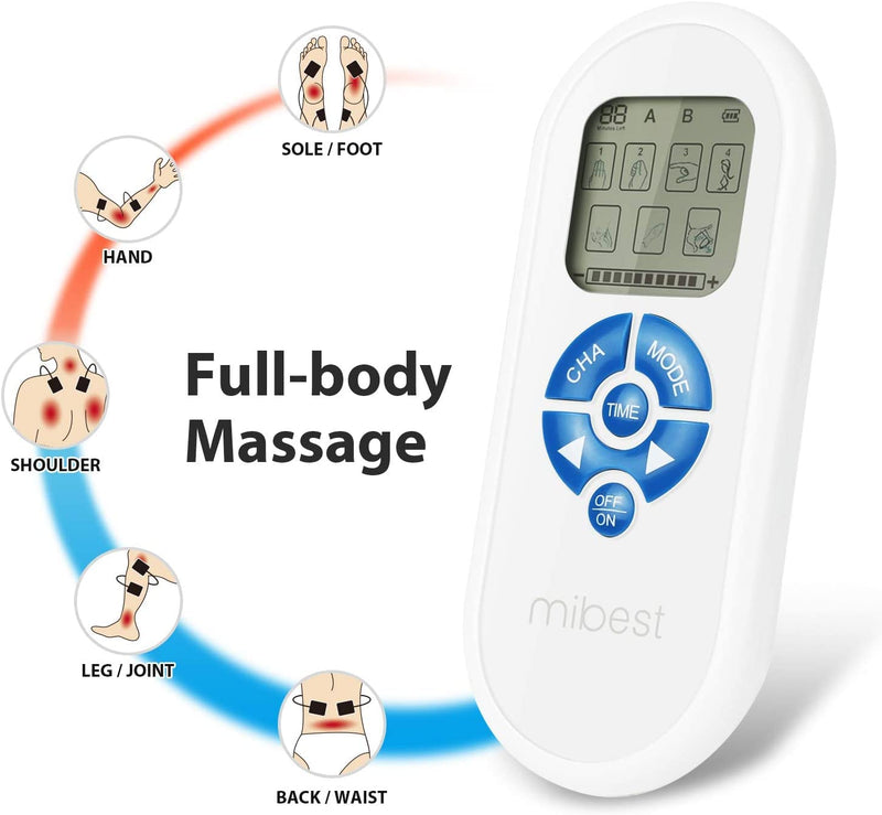 MIBEST Portable TENS Unit - Electronic Pulse Massager - Muscle Stimulator Machine for Women and Men - EMS Electrotherapy Muscle Stimulator - Electronic Pulse Stimulator
