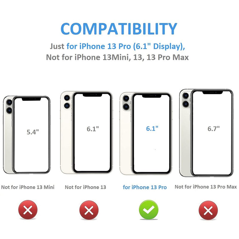 ONETOP Compatible with iPhone 13 Pro Wallet Case with Card Holder, PU Leather Kickstand Card Slots Case, Double Magnetic Clasp Durable Shockproof Cover 6.1 Inch(Black) Black