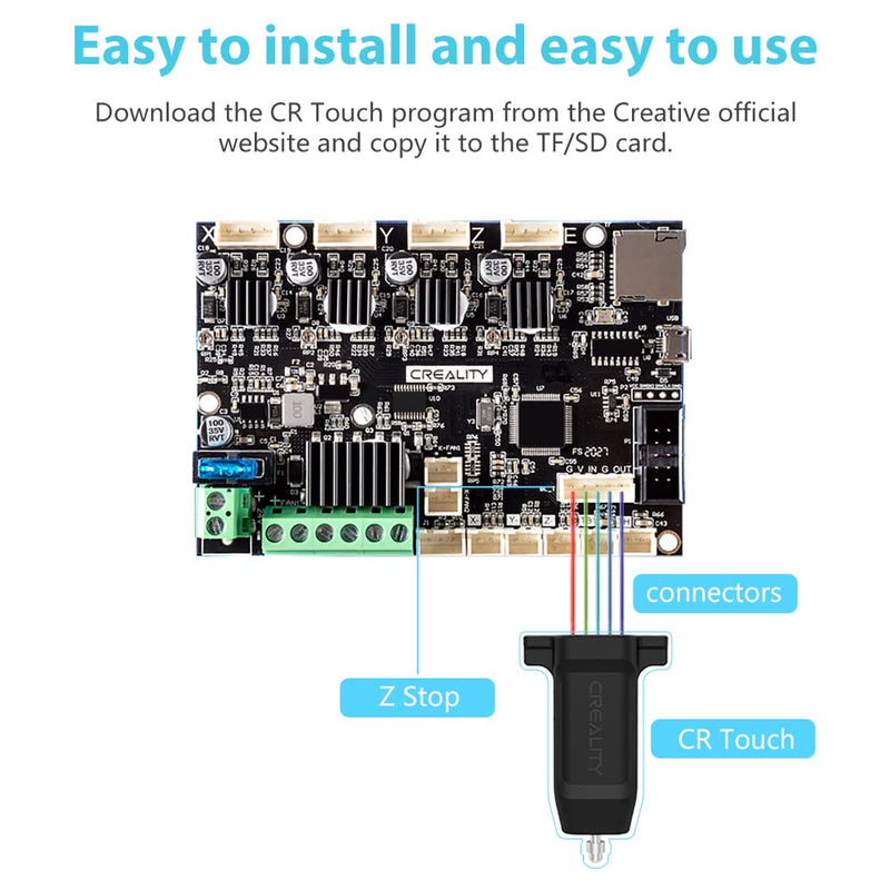 Creality CR Touch Auto Leveling Kit, 3D Printer Bed Auto Leveling Sensor Kit for Ender 3/ Ender 3 Pro/Ender 3 V2/ Ender 3 Max/Ender 5/ and CR 10 Series with 32 Bit V4.2.2/V4.2.7 Mainboard