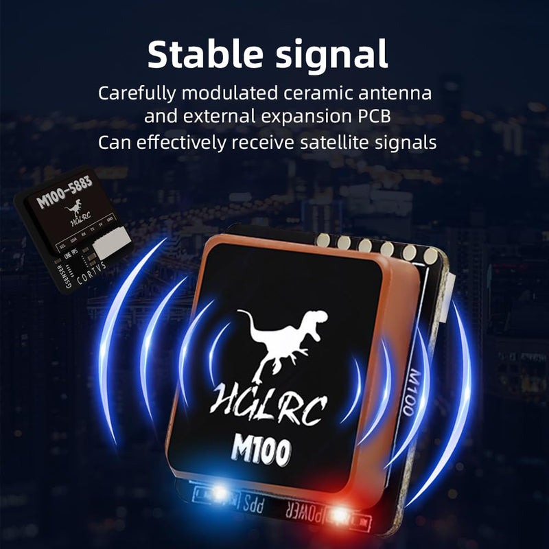 HGLRC M100-5883 GPS Module, Upgraded 10th Generation Chip with Compass for UBLOX Compatible with FPV Fixed-Wing UAV