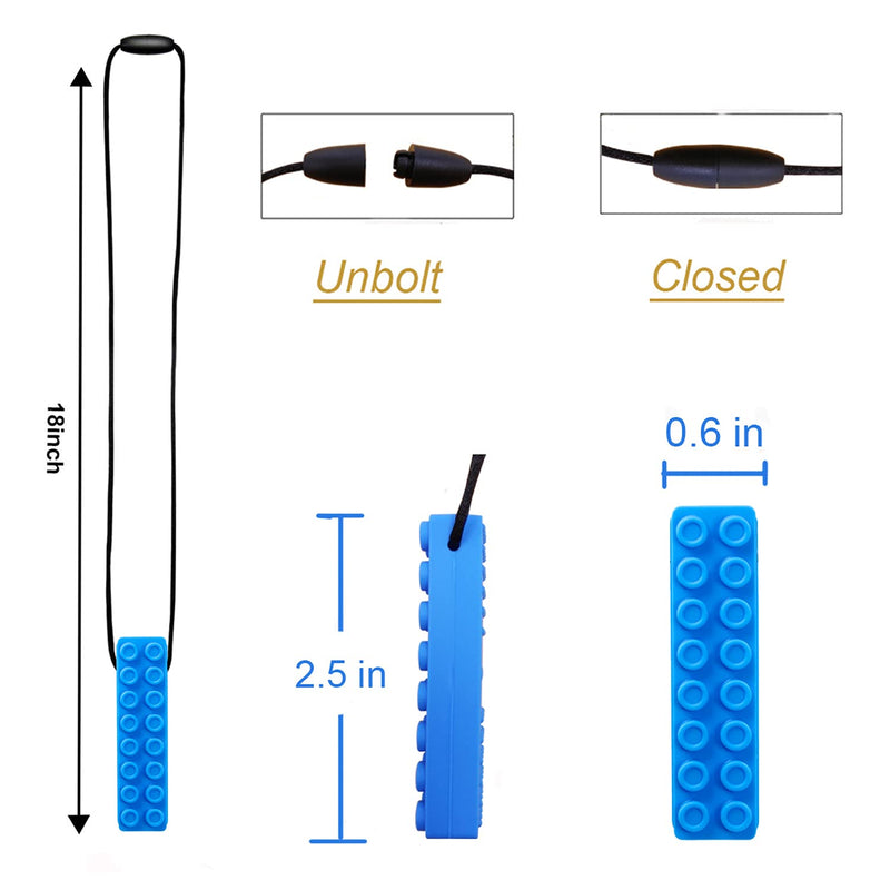 Sensory Chew Necklace by GNAWRISHING 9-Pack(3-Pack Blocks 3-Pack Cylinder and 3-Pack Rhombus Blocks) - Perfect for Autistic, ADHD, SPD, Occral Motor Boys and Girls (Tough, Long-Lasting)