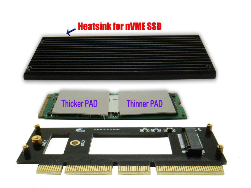 Sintech NVME PCIe,M.2(NGFF) M Key SSD to PCI-e X4 X16 Adapter Card with Heatsink,Compatible for Samsung 960 970 EVO PCIe 16X