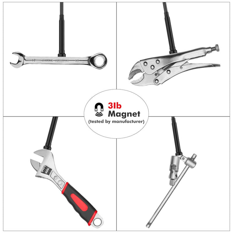 Housolution Grabber Tool Magnetic Four-claw Picker, Bendable Hose Reacher Pickup Sweeper with LED Lights, Flexible Long Handy Reaching Assist Tool for Litter Pick/Home Sink/Drain (Black) Black