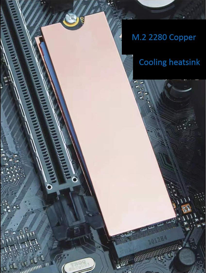 Easycargo Laptop M.2 Heatsink Kit, Slim Copper Heat Sink + Thermal pad 1mm 0.5mm for Cooling Laptop M2 2280 SSD NVMe (1-Pack) 1-pack