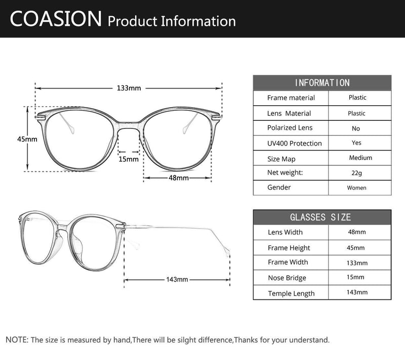 COASION Blue Light Blocking Glasses for Women Vintage Round Anti Blue Ray Computer Game Eyeglasses Small Face B1* (Tortoise/Gold + Transparent/Silver + Clear Pink/Gold) - 3 Pack 48 Millimeters