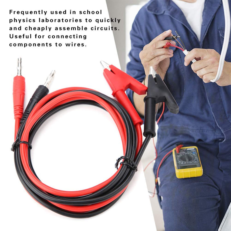 2pcs Alligator Clip Test Leads Two-Sided Silicone Banana Plugs, P1040 4mm Wire for Electrical Testing