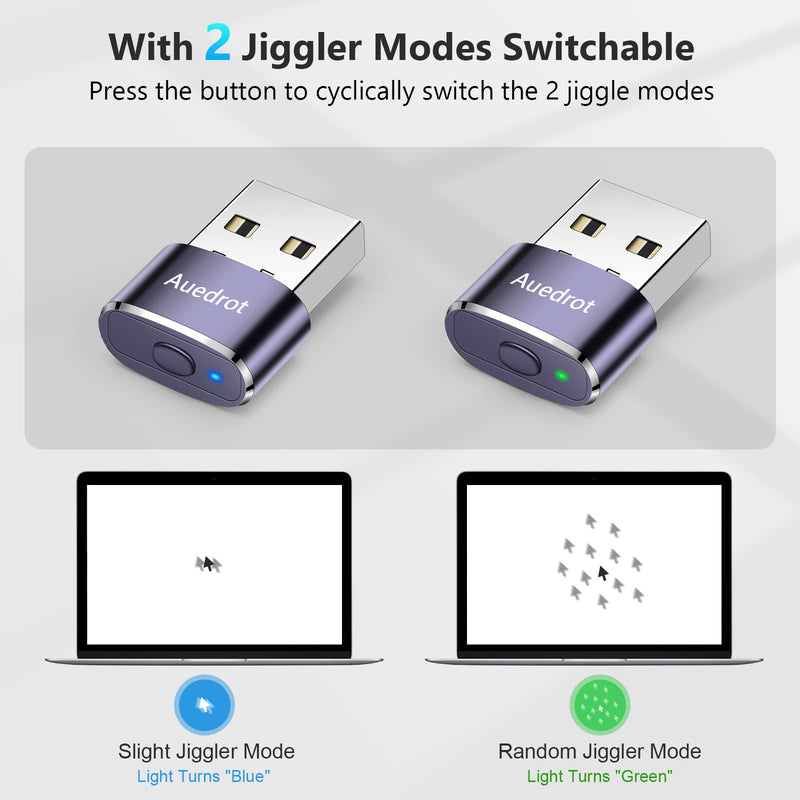 Mouse Jiggler Undetectable Metal USB Mouse Mover with Switch Button, Automatic Mini Mouse Shaker with 2 Jiggle Modes, Mouse Simulator, Driver-Free, Plug & Play, Keep Computer/Laptop Awake, Purple 1 PCS