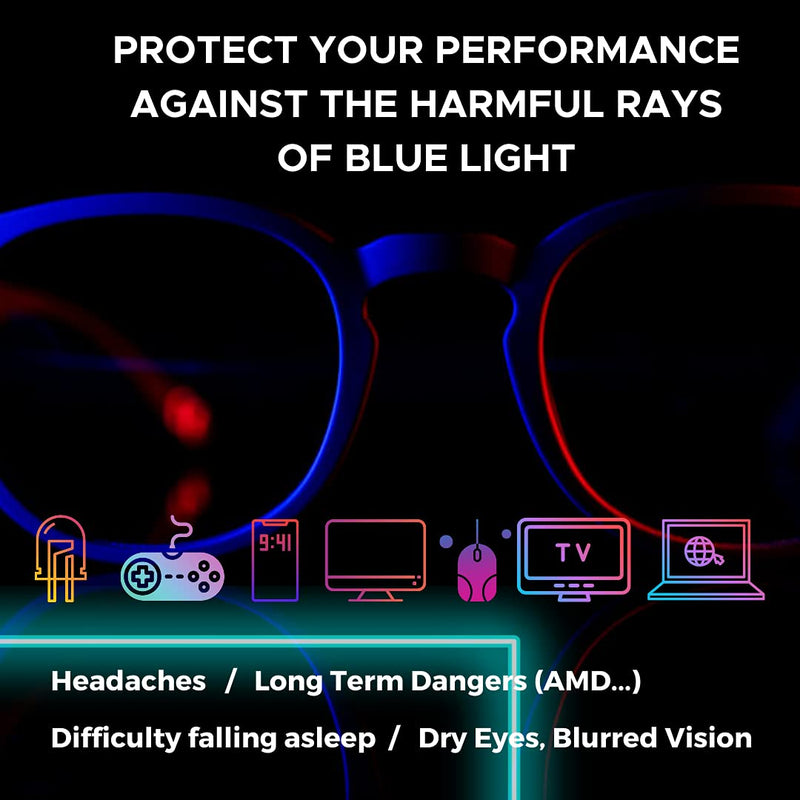 HORUS X - Blue Light Blocking Glasses for Screens - Computer Tablet Smartphone TV Glasses | UV Protection Anti-Fatigue and Eyestrain - Improved Sleep - Men and Women - Blue blocker glasses Casual