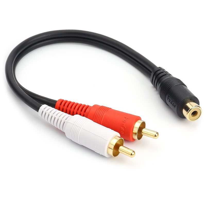 RCA Female to 2 RCA Male Y-Cable Stereo Audio Cable with OFC Conductor Dual Shielding Gold Plated Metal Shell Flexible PVC Jacket (0.2M/0.5FT)