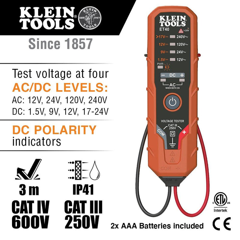 Klein Tools 80052 Electrical Tester Kit with AC / DC Voltage Tester, Receptacle Tester and 5-in-1 Screwdriver / Nut Driver, 3-Piece