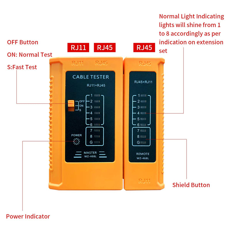 Network Cable Tester Test Tool RJ45 RJ11 RJ12 CAT5 CAT6 UTP USB LAN Wire Ethernet（Battery Not Included)