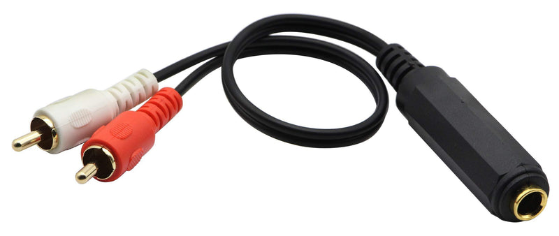 zdyCGTime 6.35mm to 2 RCA Y Splitter Cable, Gold-Plated 6.35mm (1/4 inch) TRS Female to 2 (Dual) RCA Male Stereo Audio Y Splitter Extension Adapter Cable (12Inch/30CM) 12Inch/30CM