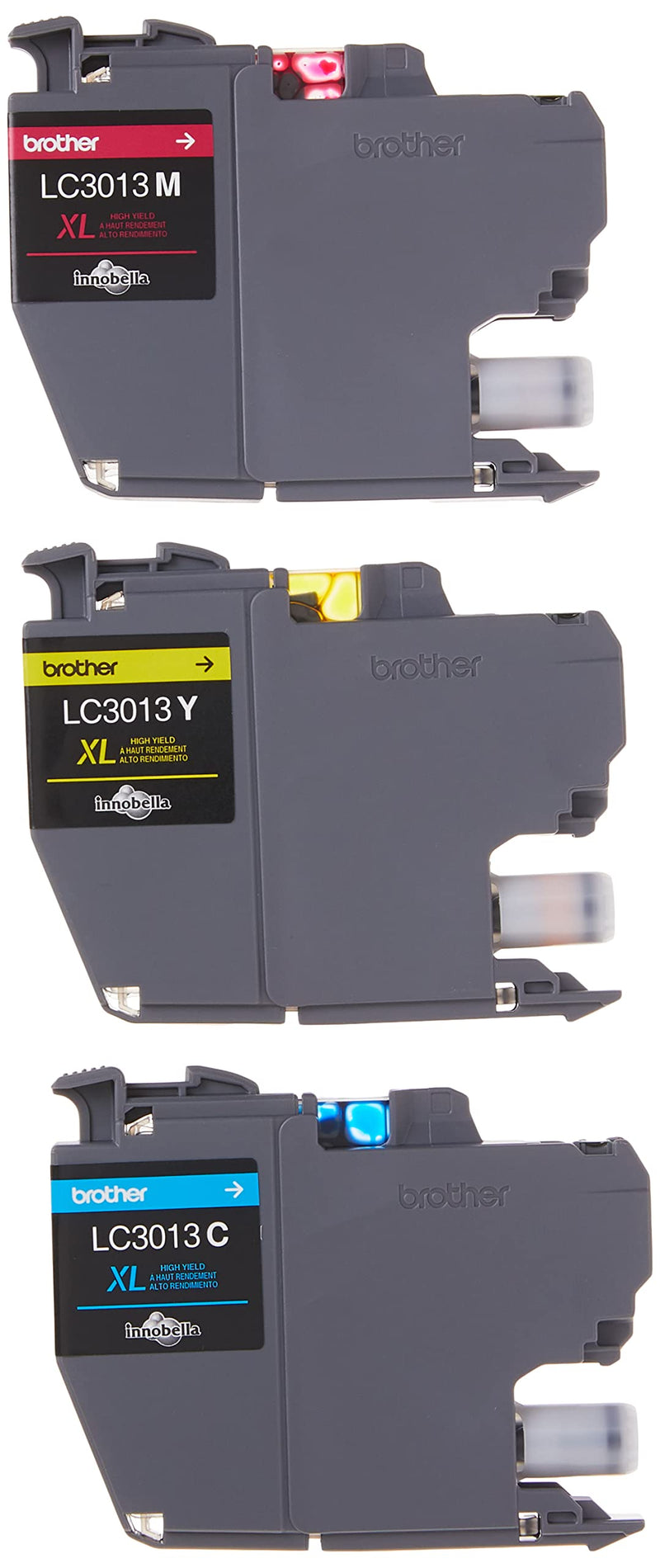 Brother Printer Genuine LC30133PKS 3-Pack High Yield Color Ink Cartridges, Page Yield Up to 400 Pages/Cartridge, Includes Cyan, Magenta and Yellow, LC3013 3 Color Ink