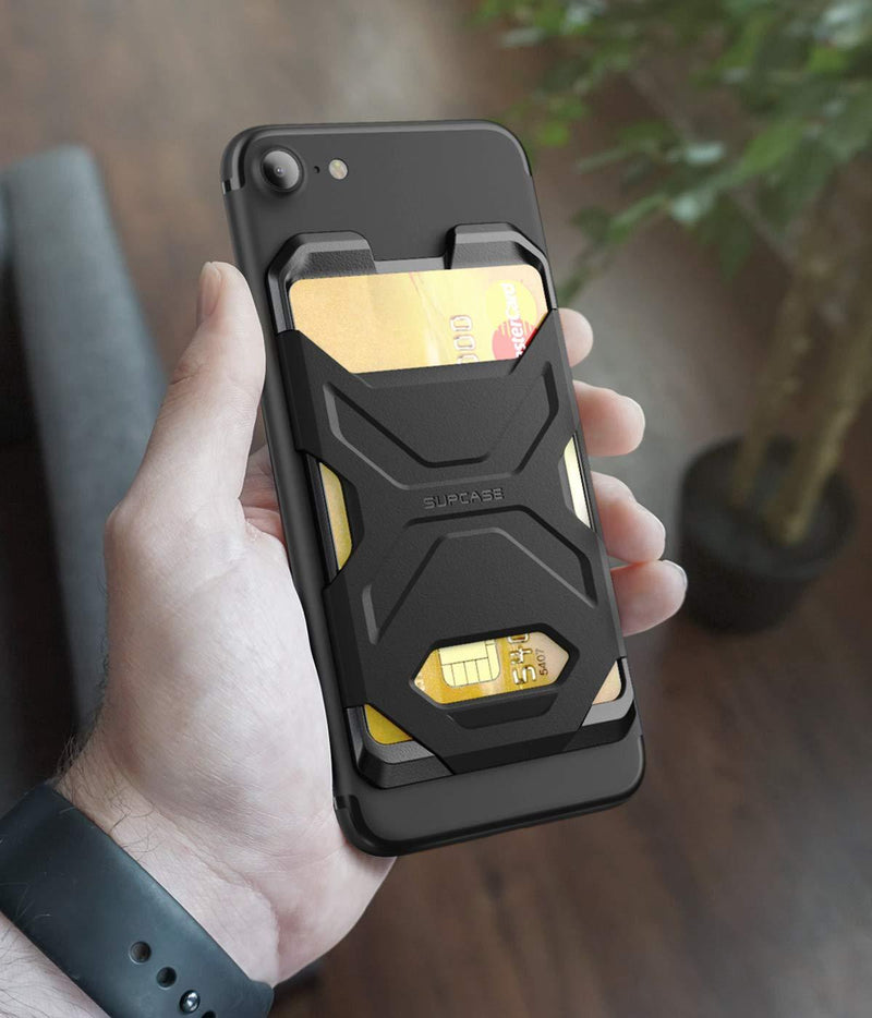 SUPCASE Adhesive Slim Wallet,(2-Pack) Ultra Thin Stick-On Silicone Credit Card Holder Sticker Adhesive Cell Phone Wallet Compatible for Most Smartphonesï¼ˆnot fit Mobile Phones with Curved Backï¼‰(Black)