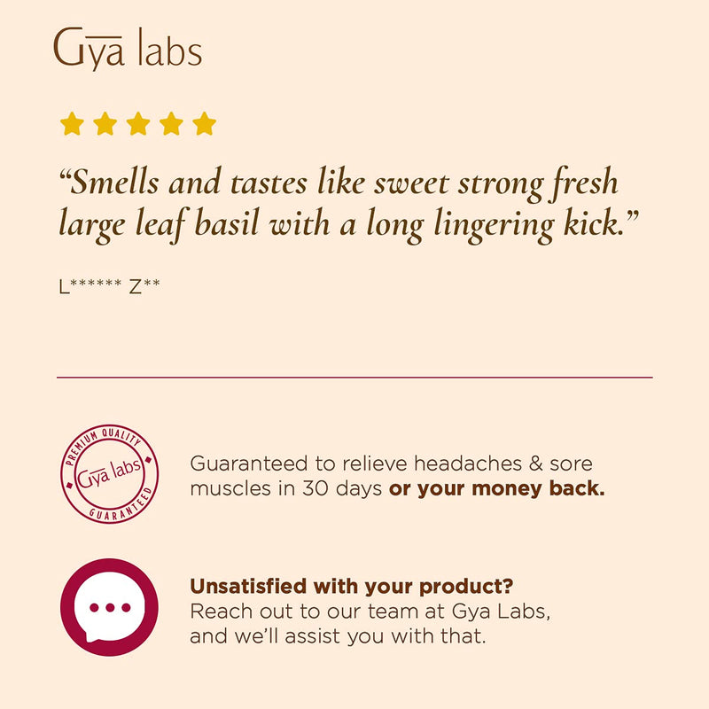 Gya Labs Basil Essential Oil for Focus and Pain Relief - Topical for Sore Muscles, Headache Relief, Migraine Relief, Improve Alertness - 100 Pure Therapeutic Grade Basil Oil for Aromatherapy - 10ml 0.34 Fl Oz (Pack of 1)