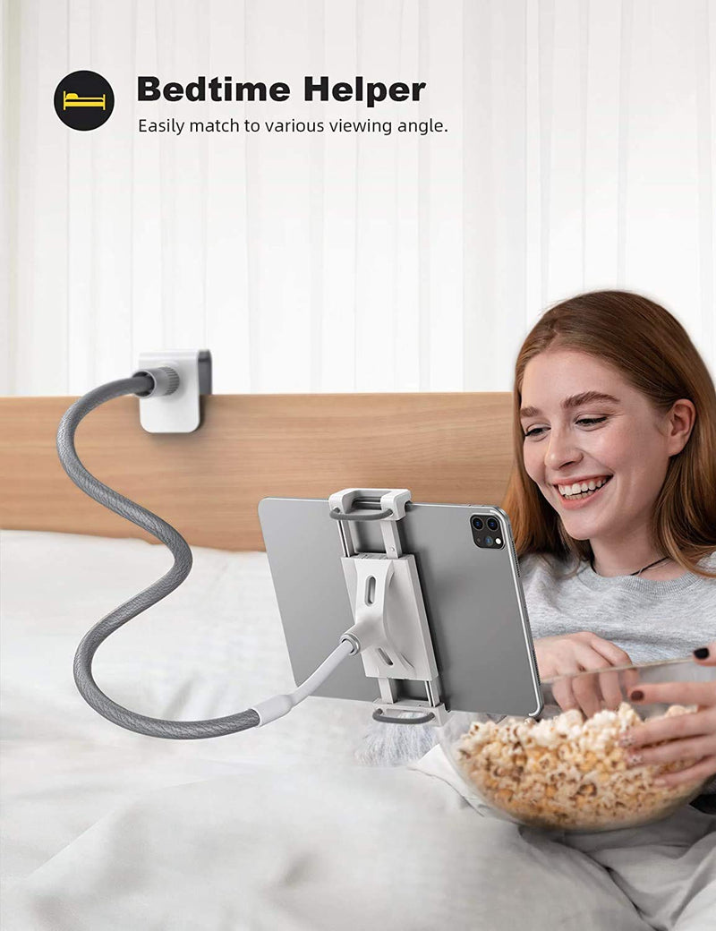 Gooseneck Tablet Holder, Lamicall Tablet Stand: Flexible Arm Clip Tablet Mount Compatible with iPad Mini Pro Air, Switch, Galaxy Tabs, More 4.7-10.5" Devices - Gray