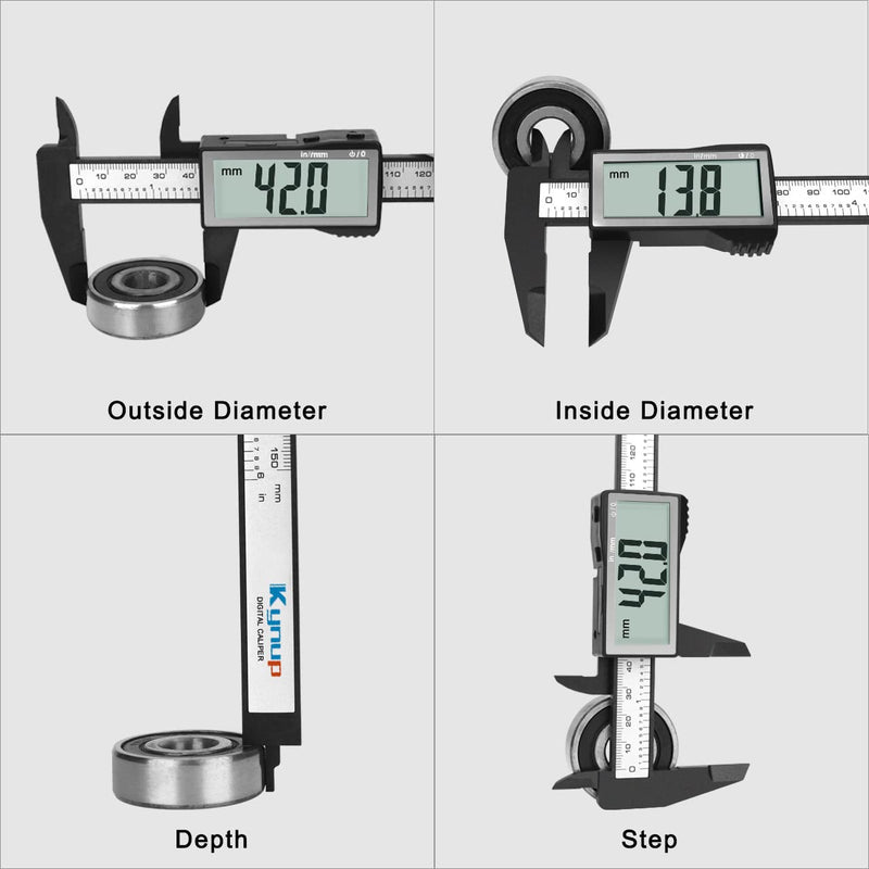Kynup Digital Caliper with Large LCD Screen, Digital Caliper, Millimeter/Inch Conversion, Lightweight Measuring Tools Caliper, Carbon Fiber, 150mm Caliper with Large LCD Screen
