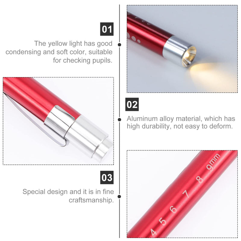 2 pieces diagnostic light, medicine pupil light, medical flashlight, pen with light, LED pen lamp, penlight pupil lamp with pupil gauge, pocket clip for nurses, doctors, students
