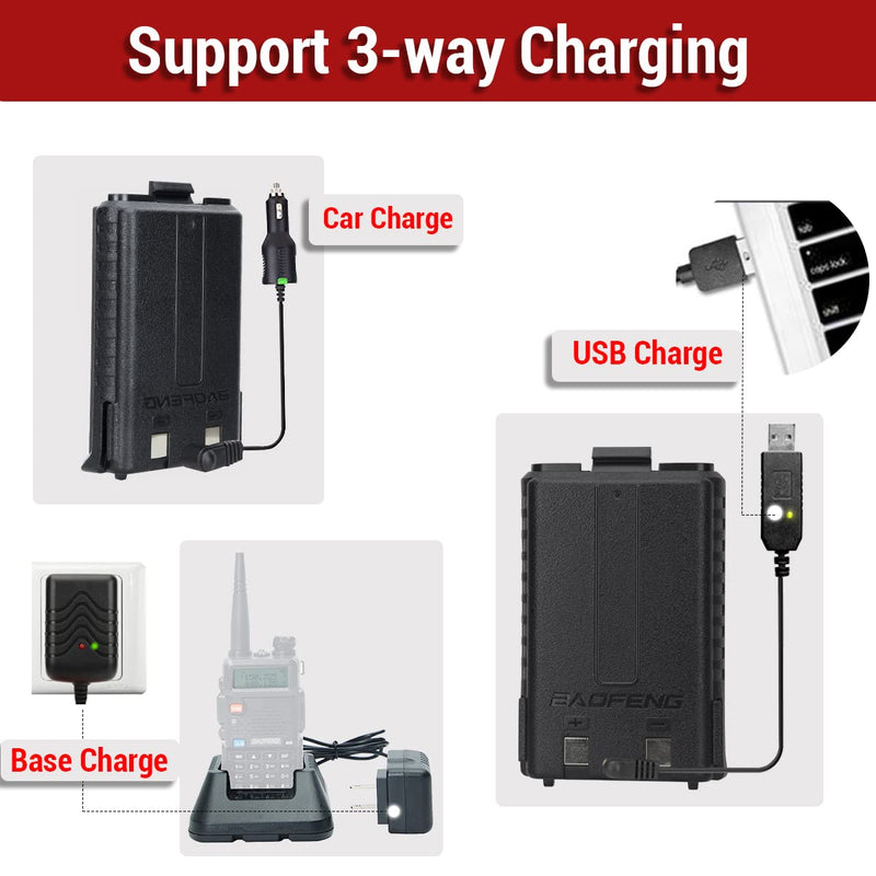 Original Baofeng UV-5R BL-5 1800mAh Battery Rechargeable Support USB Direct Charge for BaoFeng UV-5R,BF-F8HP,UV-5X3,UV-5R Plus,UV-5RE Radios