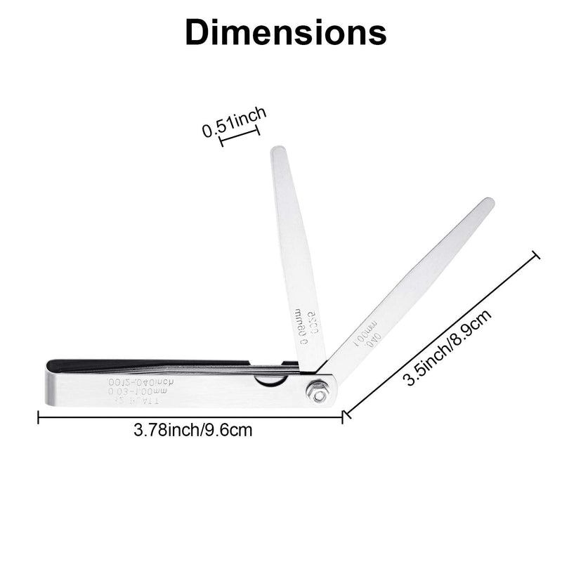 Stainless Steel Feeler Gauge Measuring Tool Dual Marked Metric and Imperial Measuring (32 Blades,0.03-1 mm)