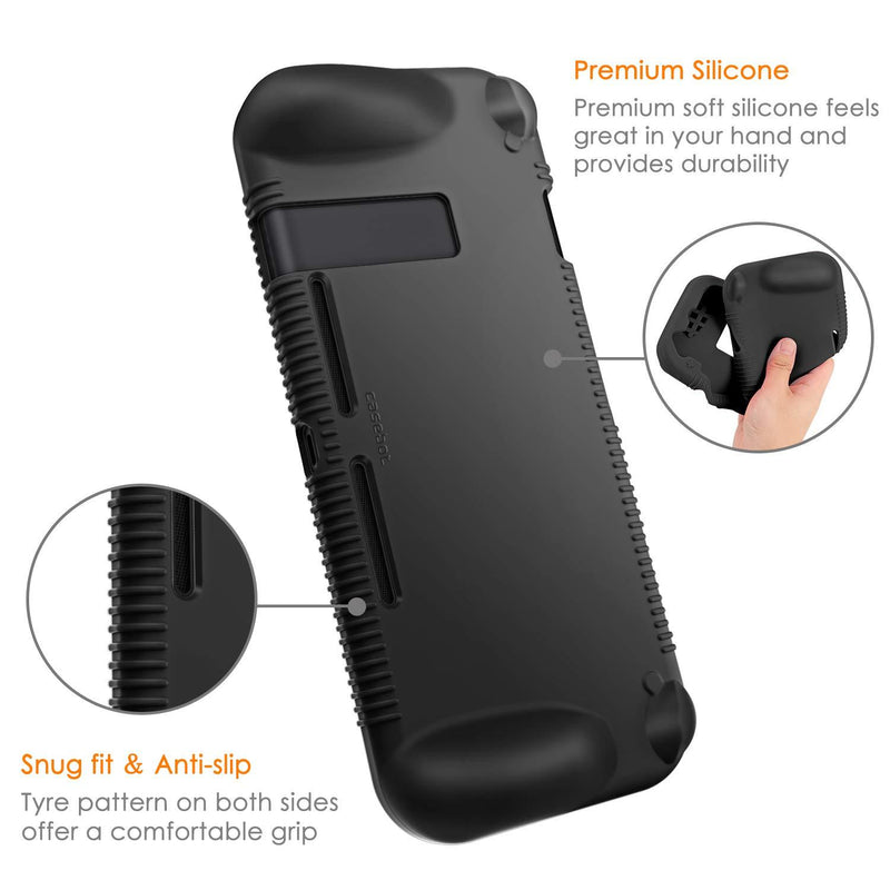 FINTIE Silicone Case Compatible with Nintendo Switch - Soft [Anti-Slip] [Shock Proof] Protective Cover with Ergonomic Grip Design, Drop Protection Grip Case (Black) Black