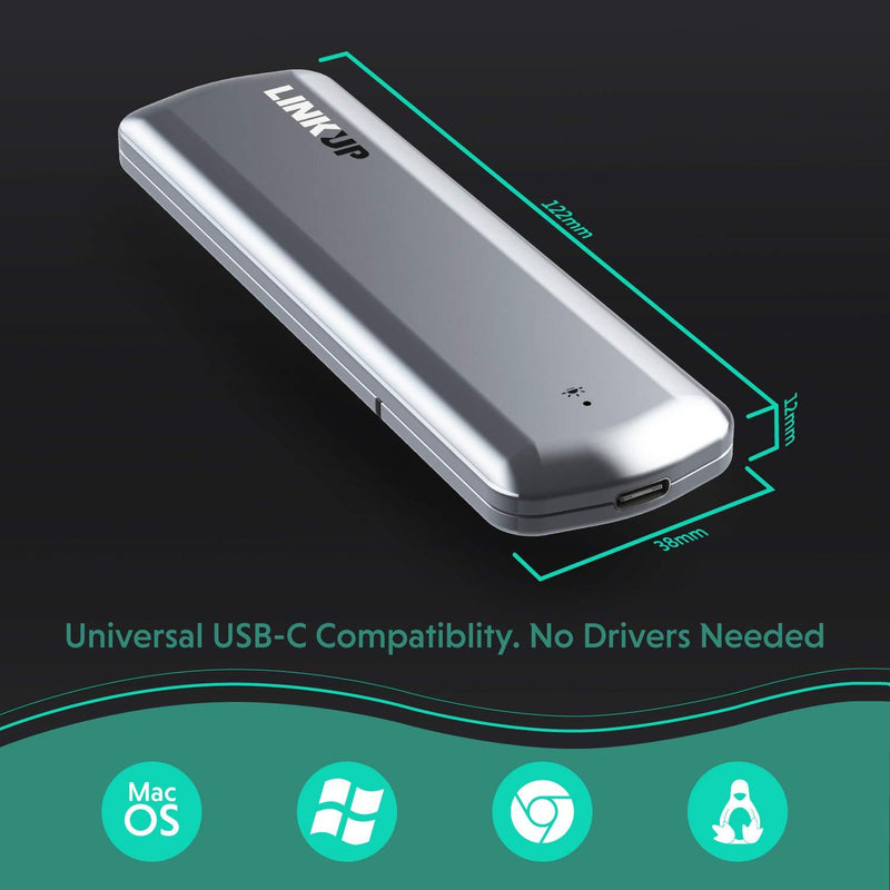 LINKUP - Premium Tool-Less NVMe SSD 10 Gbps Enclosure M.2 to USB-C | Aluminum USB 3.1 Gen 2 to PCIe Gen3 x2 Bridge Chip for Windows & Mac | Compatible with Samsung 960/970 EVO/PRO WD Black Intel Tool-less M.2 NVMe SSD Adapter