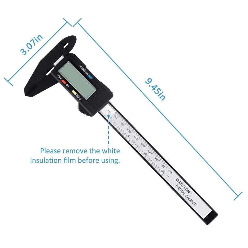 Digital Caliper, Adoric 0-6" Calipers Measuring Tool - Electronic Micrometer Caliper with Large LCD Screen, Auto-off Feature, Inch and Millimeter Conversion 6" Black