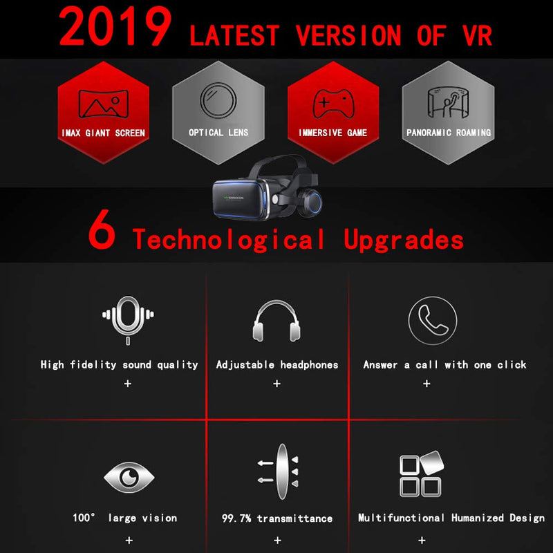 VR Headset with Remote Controller,HD 3D VR Glasses Virtual Reality Headset for VR Games & 3D Movies, VR Headset for iPhone/Android phone Compatible 4.7-6 inch VR headphone plus handle