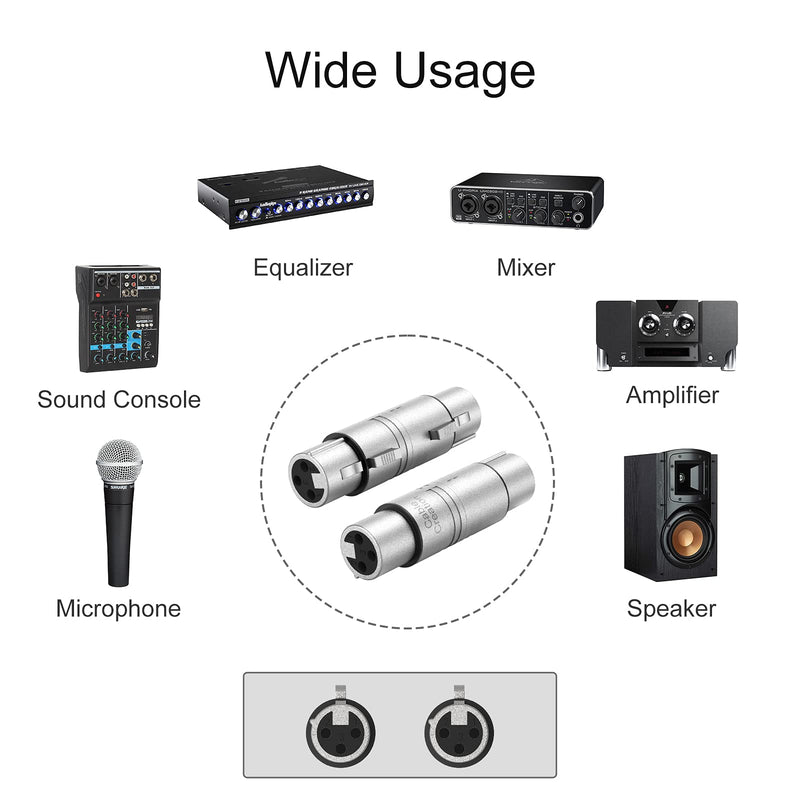 XLR Female to Female, CableCreation XLR 3 Pin Female to 3 Pin Female Microphone Line Adapter [1-Pack] F-F