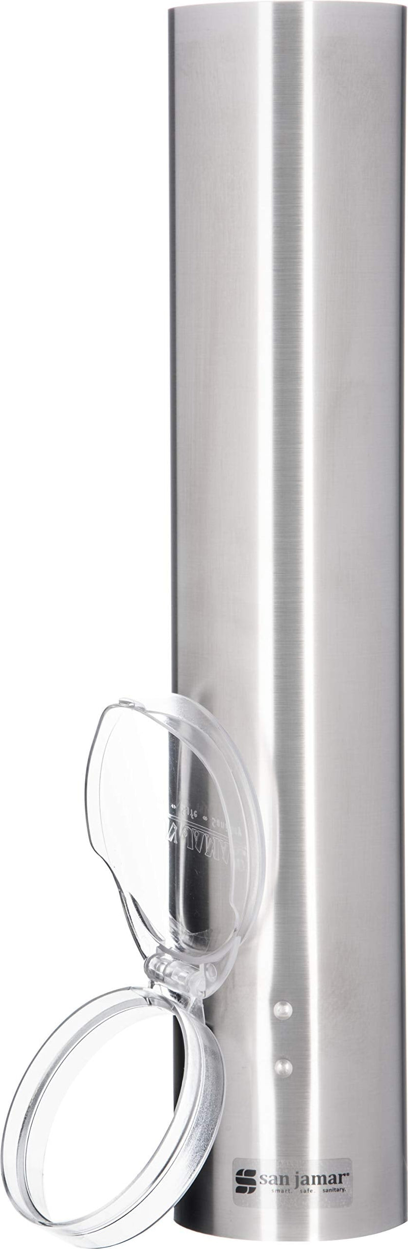 CARLISLE FOODSERVICE PRODUCTS San Jamar C4150SS Stainless Steel Small Water Cup Dispenser with Hinged Flip Cap, 16" Length