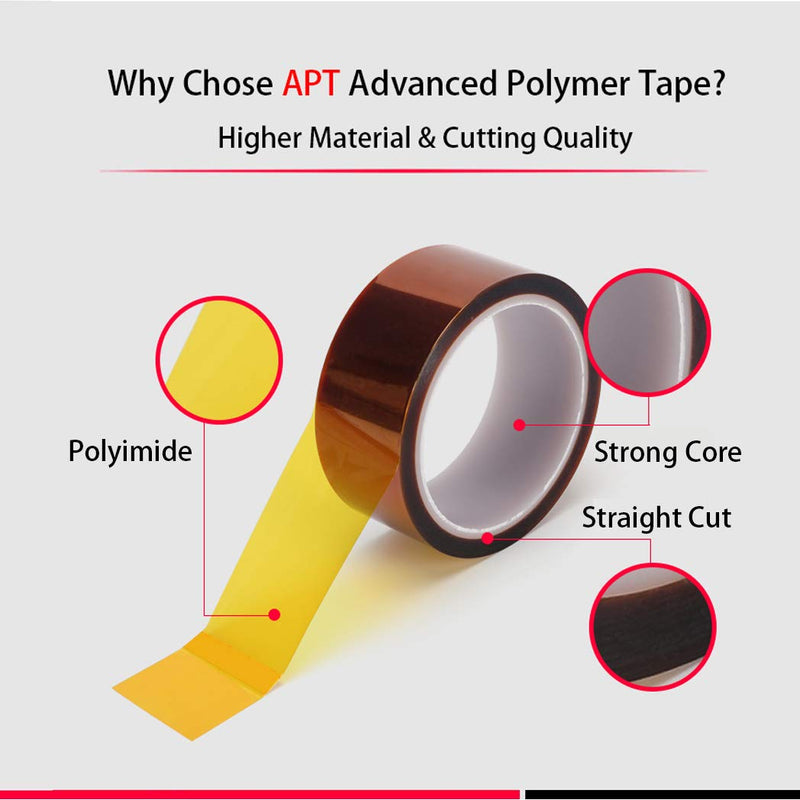 APT, 1 mil Thick Polyimide Adhesive Tape, HighTemperature and Heat Tape, for Masking, Soldering, Electrical, 3D Printer Application. (2"x 36 yds) 2"x 36 yds