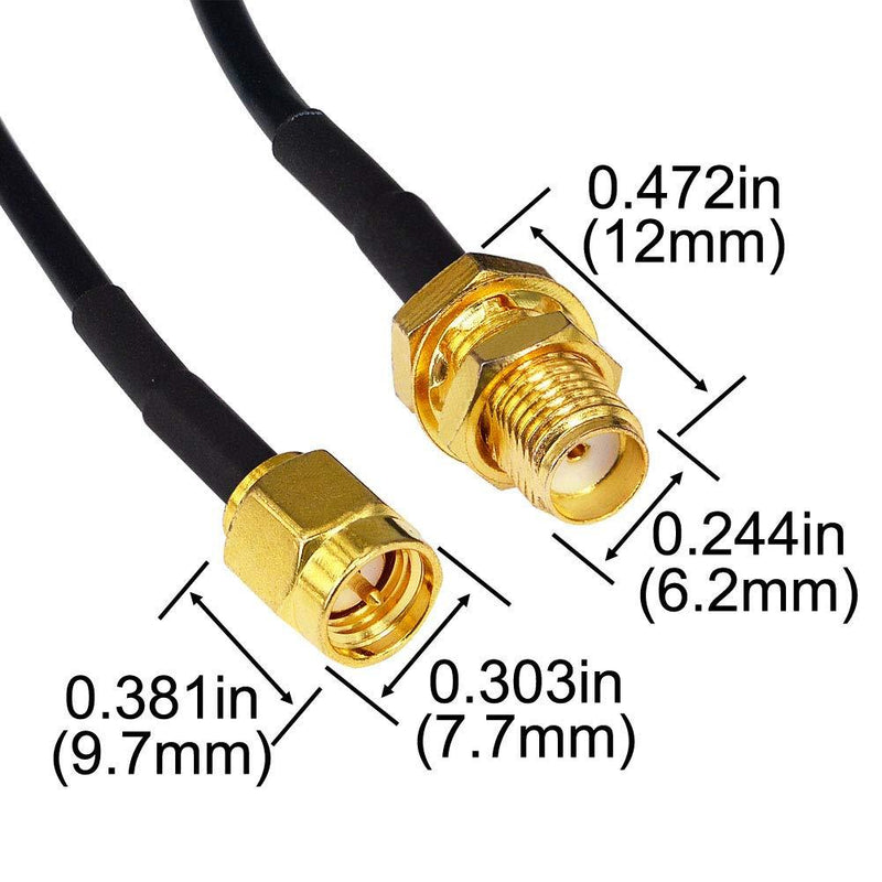 YOTENKO HT WiFi Antenna Extension Cable SMA Male to SMA Female Jumper RF Connector Adapter RG174 2M