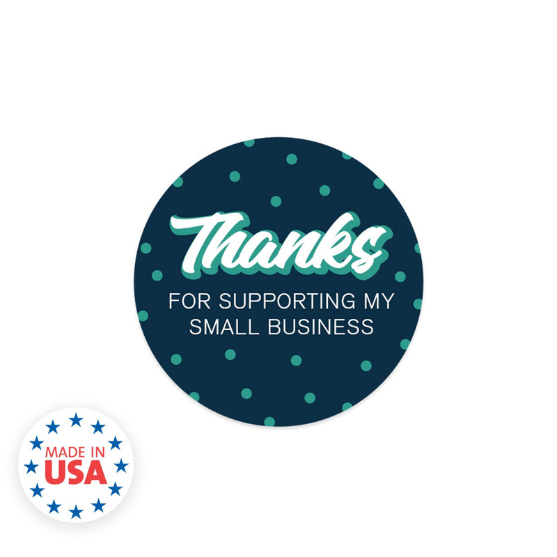 Modern Navy Polka Dot Thanks for Supporting My Small Business Stickers / 500 1.5" Thank You Business Labels