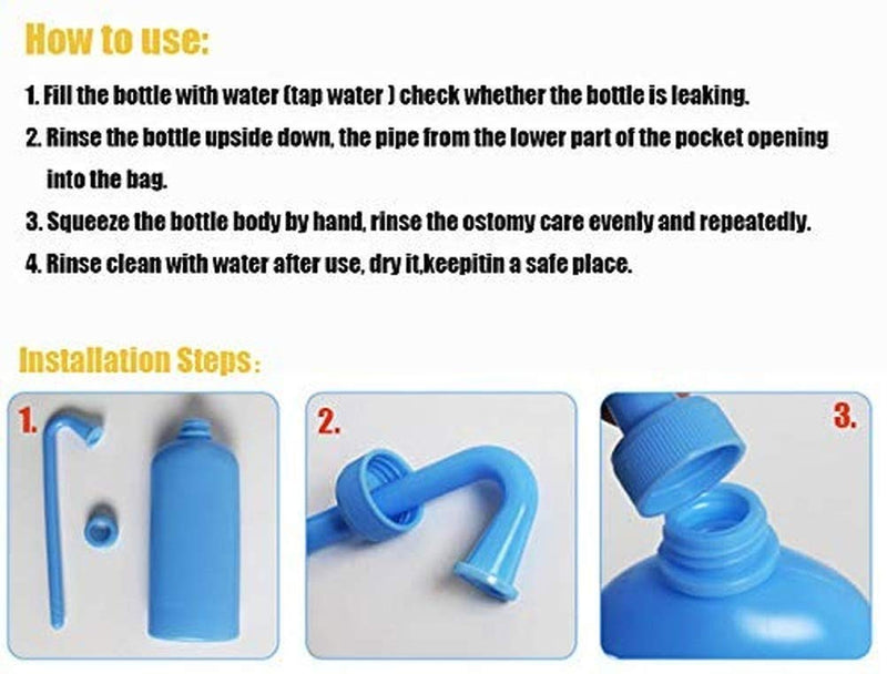 2PCS Colostomy Bag Cleaning Tool, Cleaning Bottle for colostomy Bag Plastic wash Bottles,colostomy Supplies,Cleaning Bottle for All Ostomy Bags for Permanent Use,350ML