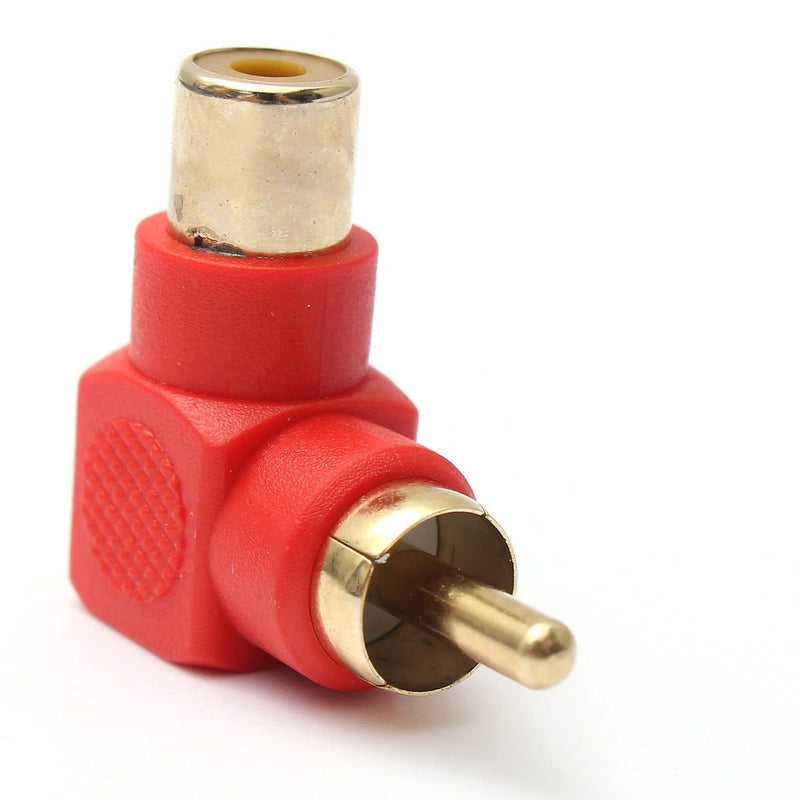 RCA Male to RCA Female Connectors Right Angle Plug Adapters M/F 90 Degree Elbow Gold-Plated (5 Black + 5 Red) (10-Pack) 10-Pack
