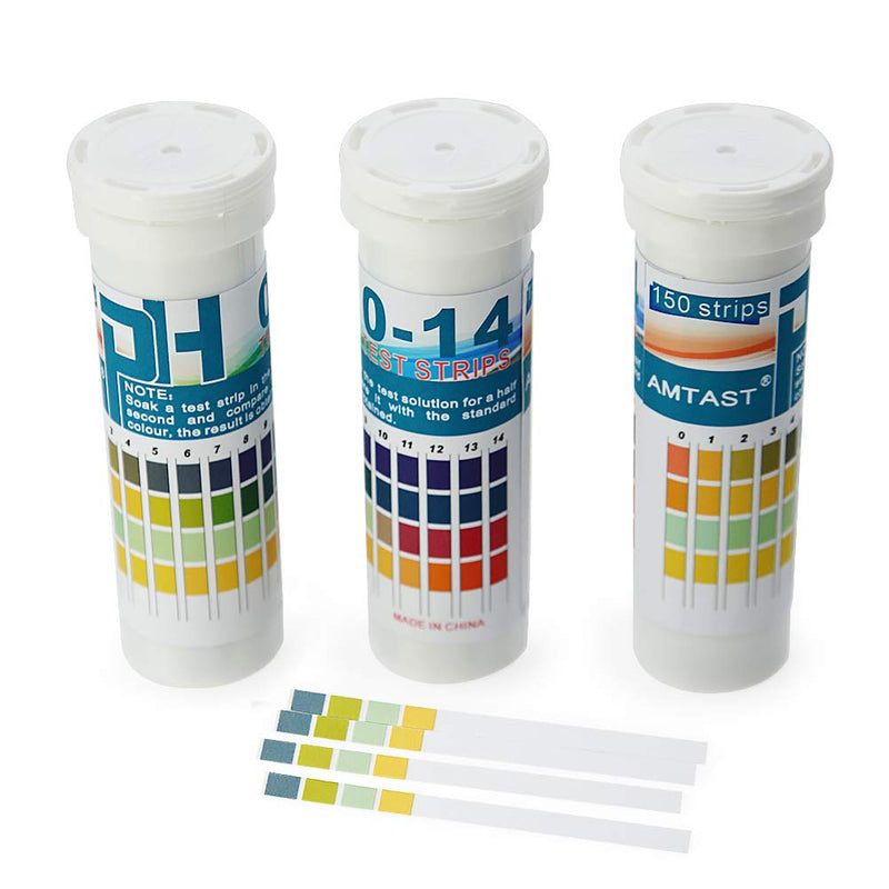 AMTAST Universal pH Test Strips Paper Strips 0-14 for Acid Alkaline pH Value 4 Colors (150 Strips) DF003