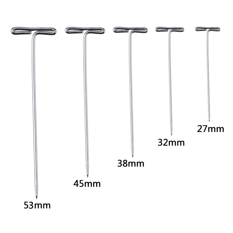 Outus 450 Pieces Steel T-Pins Plated 1 Inch, 1-1/4 Inch, 1-1/2 Inch, 1-3/4 Inch, 2 Inch