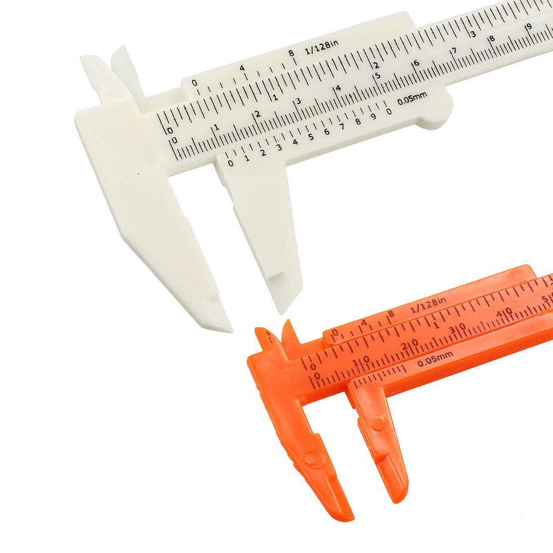 uxcell Vernier Caliper 80mm 150mm Mini Double Scale Plastic Ruler Measuring Tool White Orange 1 Set