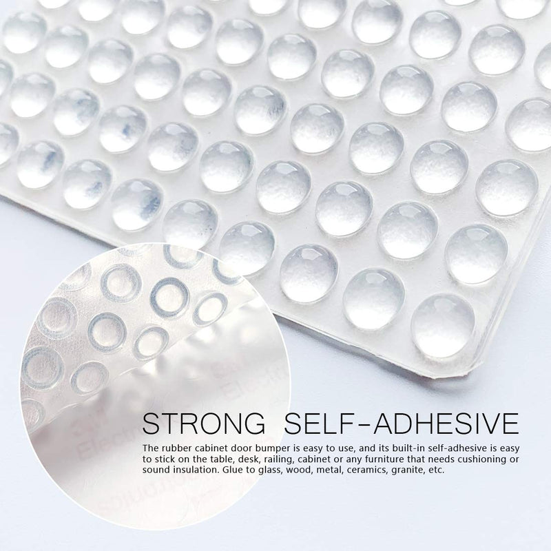 Pack of 100 Adhesive Bumper Pads for Drawers, Cutting Boards, Glass Tops, Small and Kitchen Furniture, Picture Frames Sound Dampening Transparent Rubber Feet for Cabinet Doors (Clear) Clear